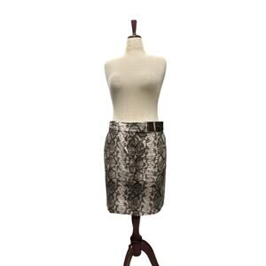 Michael Kors brown snakeskin print faux belt knee length straigth skirt size 10